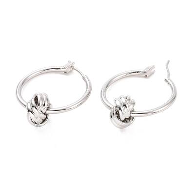 Brass Knot Hoop Earrings for Women