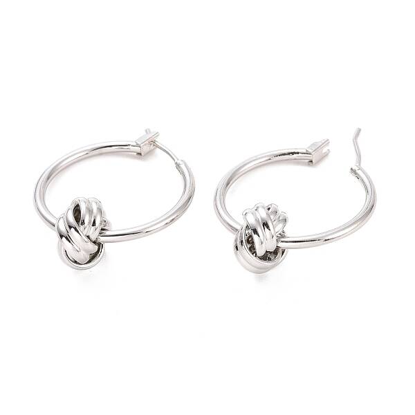 Brass Knot Hoop Earrings for Women
