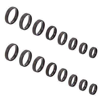 16Pcs 8 Size 201 Stainless Steel Textured Plain Band Rings Set for Women