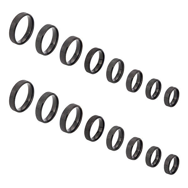 16Pcs 8 Size 201 Stainless Steel Textured Plain Band Rings Set for Women