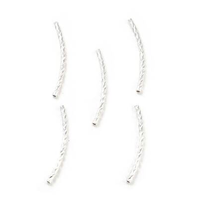 Alloy Textured Curved Tube Beads