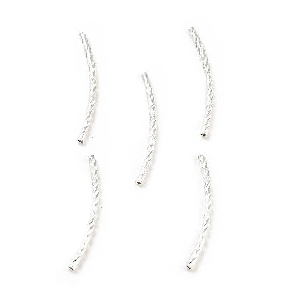 Alloy Textured Curved Tube Beads