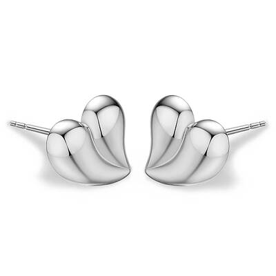 S925 Sterling Silver Heart Stud Earrings