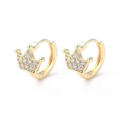 Brass Micro Pave Cubic Zirconia Hoop Earrings