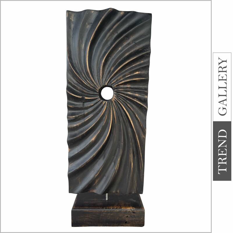 Original Vertical Wood Sculpture Creative Ribbed Desktop Art Abstract Wood Table Figurine | TRANSFERENCE 22.5"x4.8"