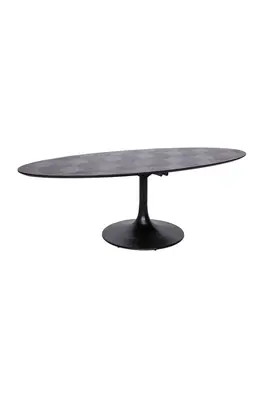 Oval Black Oak Pedestal Dining Table | OROA Blax