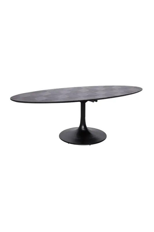 Oval Black Oak Pedestal Dining Table | OROA Blax
