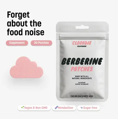 Clooudie California, 30 Berberine Patches, Metabolism Support, Berberine, Pomergranate Extract, Vitamin b complex, Vegan, 1 m...