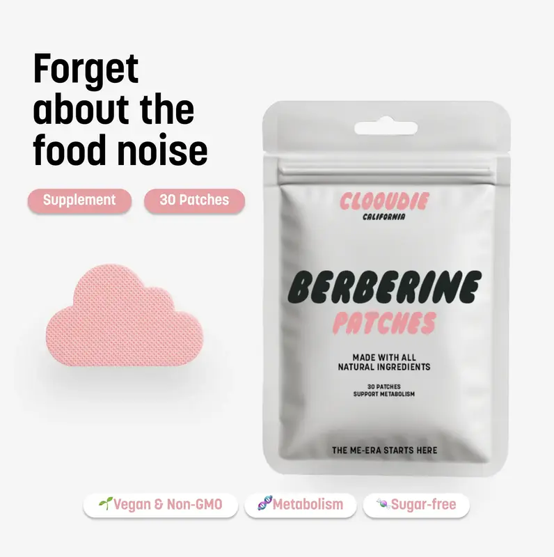 Clooudie California, 30 Berberine Patches, Metabolism Support, Berberine, Pomergranate Extract, Vitamin b complex, Vegan, 1 m...