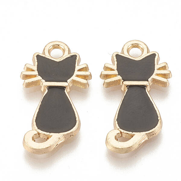 Alloy Enamel Kitten Pendants