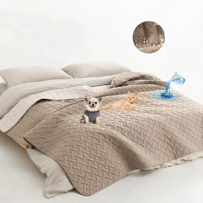 Double-sided Woven Pattern Pet Sofa Blanket, Waterproof Anti-fouling Pet Bed Mat, Home Furniture Couch Cover for Most Cats D...