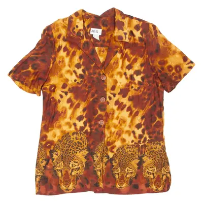J.B.S Built In Top Womens Printed Blouse Brown V-Neck Animal Print UK 12