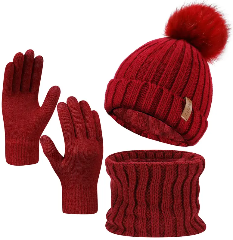 The latest fall and winter goodies for 2025,Winter Beanie Hat Scarf Gloves, Warm Fleece Knit Winter Hats Touch Screen Gloves ...