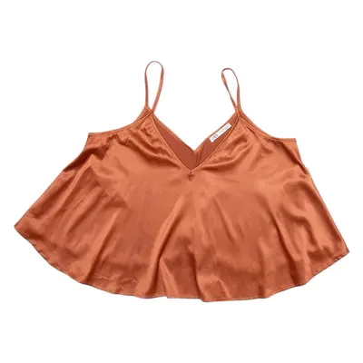 ZARA Womens Smock Vest Brown V-Neck Sleeveless Silk S