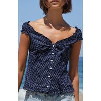 John Galt Women's Blue Polka Dot Elena Top