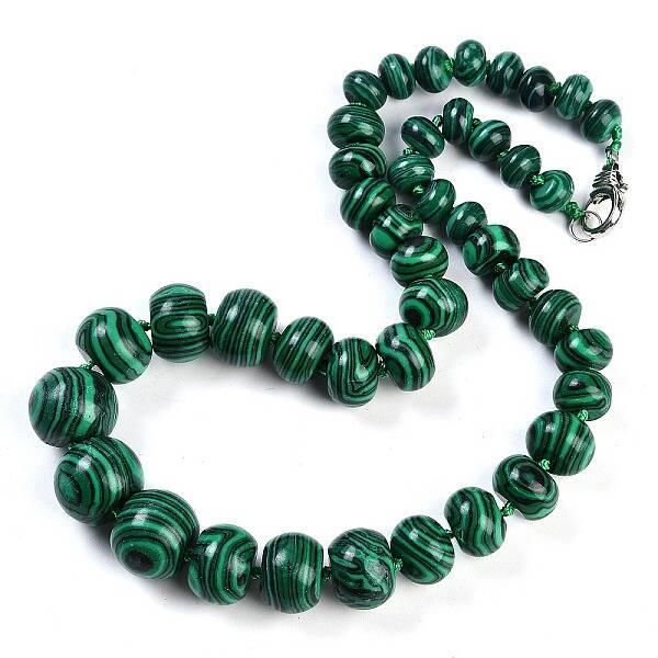 Synthetic Malachite Rondelle Graduated Beaded Necklaces for Women Men