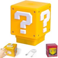 Mini Super Mario Bros.Charging Question Mark Night Light, Desktop USB Bedroom Light, Building Block Brick Table Lamp Bedside ...