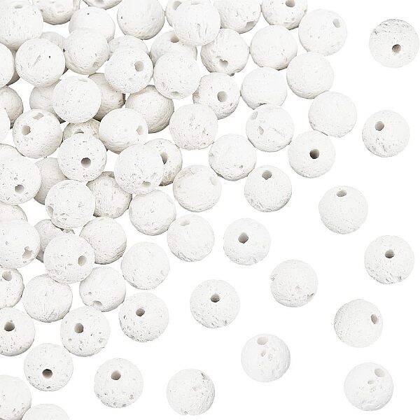 4 Strands Natural Lava Rock Round Beads Strands