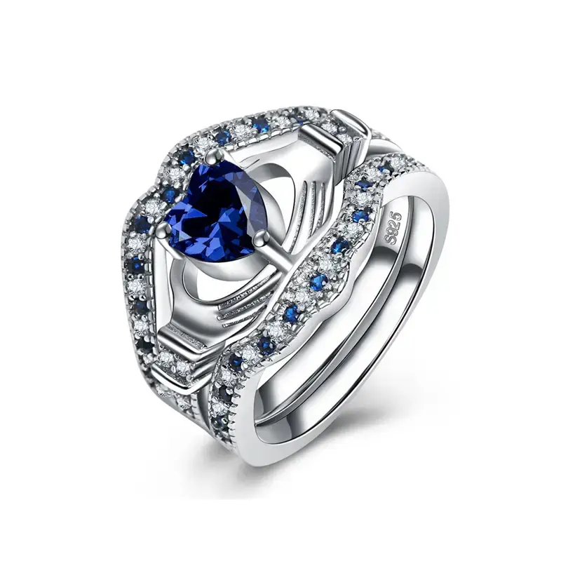 AELNEN 925 Sterling Silver Band Ring with Zirconia - Set of Rings, Detachable, Round Design, Symbol of Beauty and Fashion Acc...