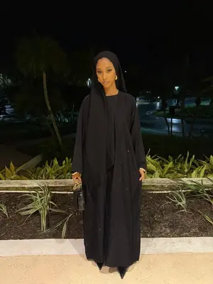 Noor Abaya Set - Elegant Soft Nida Fabric with Front Buttons & Subtle Black Rhinestones - Perfect for Modesty and Elegance