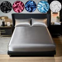 Solid Color Satin Fitted Sheet, 1 Count Soft Breathable Bed Sheet or 2 Counts Pillowcase without filler, Halloween Decor Bedd...