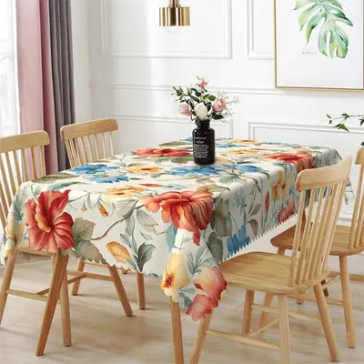 Gorgeous Vintage Colored Flower Rectangle Tablecloth - Aperturee