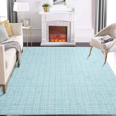 Garvee 9x12 Washable Rug Modern Checkered Area Rug Indoor Plaid Print Floor Cover Soft Faux Wool Throw Carpet Aesthetic Rug F...
