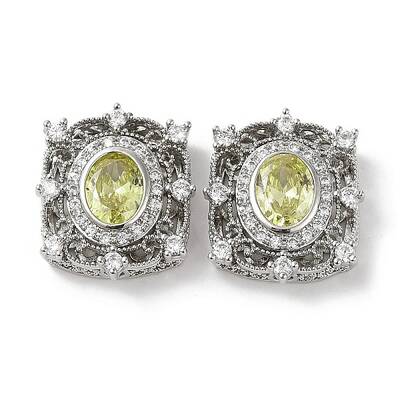 Brass Micro Pave Cubic Zirconia Beads