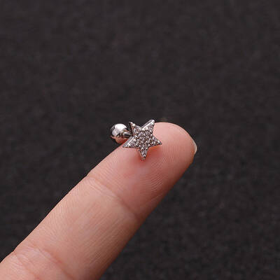 316L Surgical Stainless Steel Micro Pave Clear Cubic Zirconia Star Cartilage Earrings