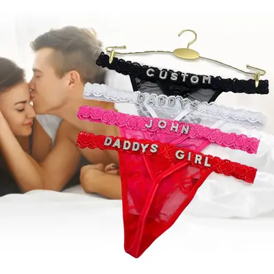 Custom Name Thong – Personalized Sexy Panties for Women | Fashion Lace Lingerie Gift for Him | Fun Womenswear for Bachelore...