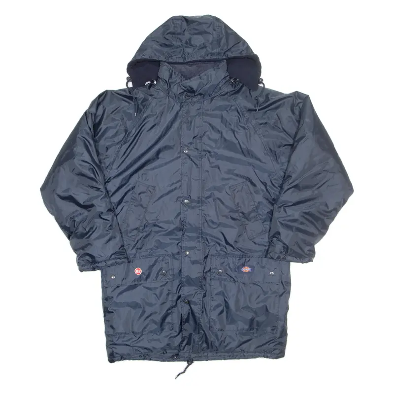 DICKIES Mens Workwear Coat Blue Hooded L