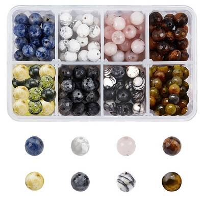 200Pcs 8 Style Natural Gemstone Beads