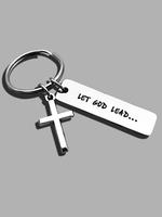 Fashion Letter Pattern Slogan Metal Keychain for Men & Women, Rectangular Shaped Stainless Steel Car Keychain, Gift for Boy G...