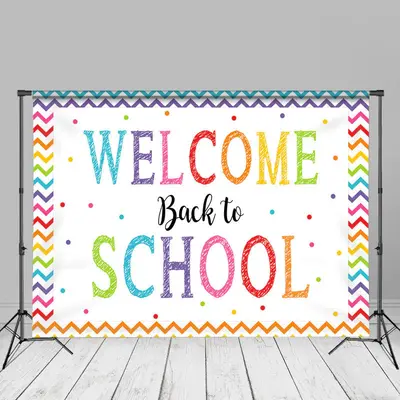 Rainbow Wave Stripes Welcome Back To School Backdrop - Aperturee