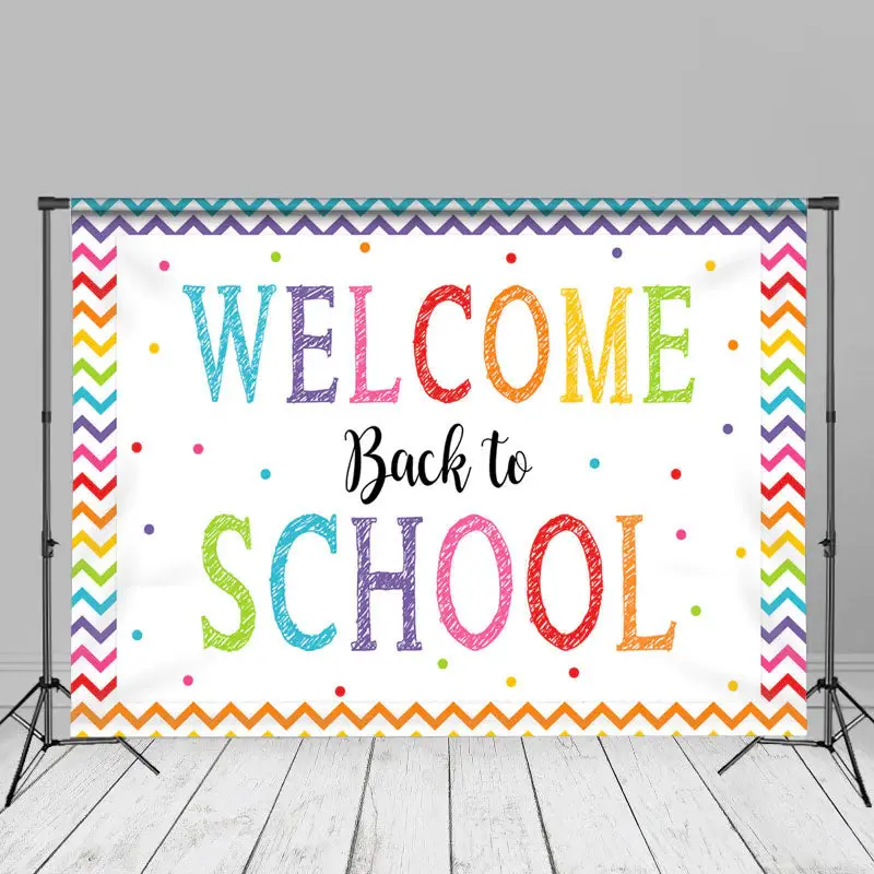 Rainbow Wave Stripes Welcome Back To School Backdrop - Aperturee