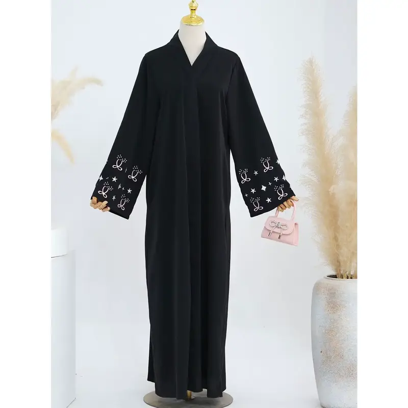 2025 Bow Pearl Abaya Muslim Abaya Dress for Women Embroidery Cardigan Jalabiya Eid Ramadan Robe Morocco Dubai Abayas Kaftan I...