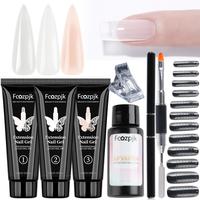 Fcozpjk Poly Extension Gel Nail Kit Clear White Pink Builder Nail Gel Kit With Slip Solution Dual Nail forms Nail Clips for P...