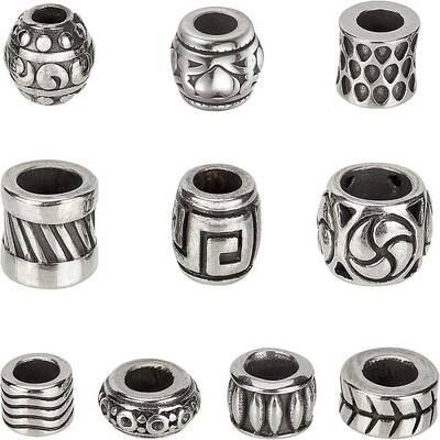 10 Style 304 Stainless Steel European Beads
