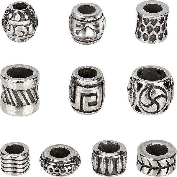 10 Style 304 Stainless Steel European Beads