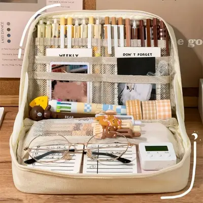 Large Capacity Pencil Case, 1 Count Stationery Bag with Zipper, Stylish Cosmetic Storage Bag, Portable Art Materials Organize...