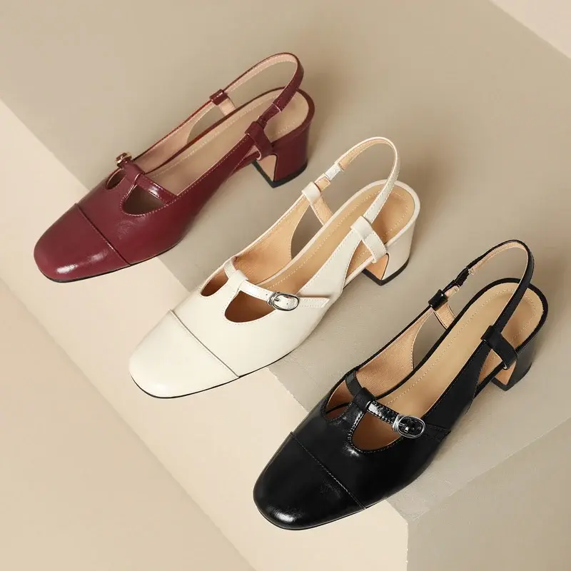 CHIKO Lorin Square Toe Block Heels Slingback Shoes