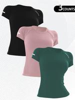 Women's Letter Print Raglan Sleeve Sports Tee, Womens Clothes, Breathable Quick Drying Round Neck Short Sleeve T-shirt for Yo...