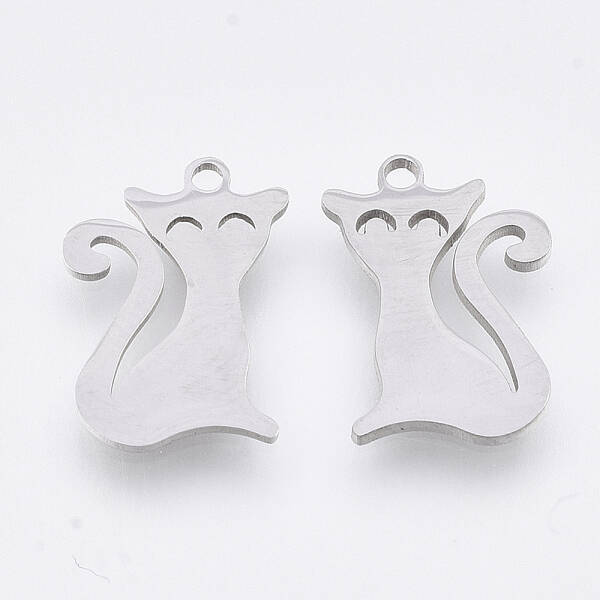Non-Tarnish 201 Stainless Steel Kitten Pendants