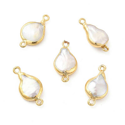 Baroque Natural Keshi Pearl Connector Charms