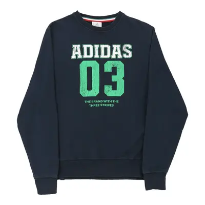 Adidas Spellout Sweatshirt - Large Navy Cotton Blend