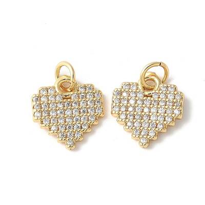 Brass Micro Pave Clear Cubic Zirconia Heart Pendants