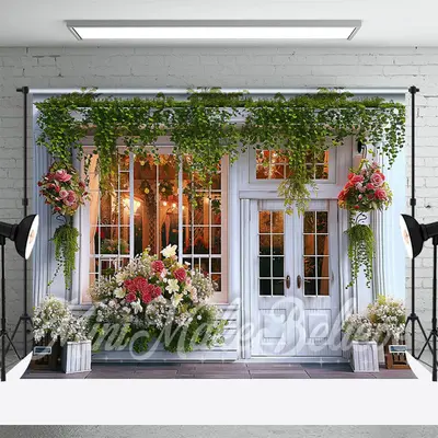 Spring Flower Store Doors And Windows Photo Backdrop - Aperturee