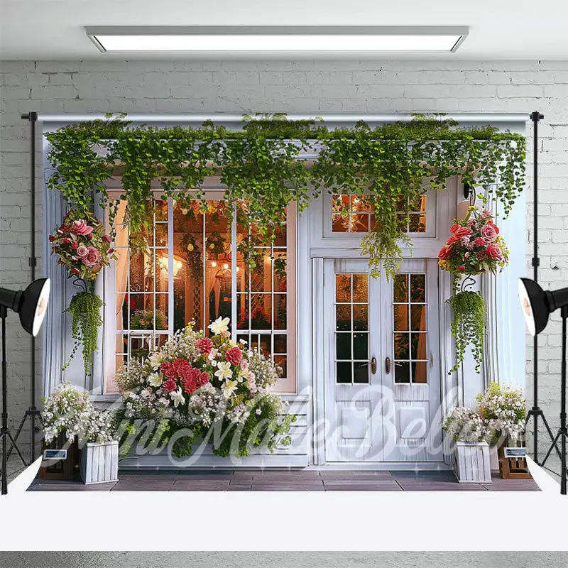 Spring Flower Store Doors And Windows Photo Backdrop - Aperturee
