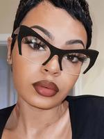 Unisex Vintage Cat Eye Semi-frame Eyeglasses, 2025 New Style Trendy Casual Eyeglasses for Everyday Women Girls Use, Fashion A...