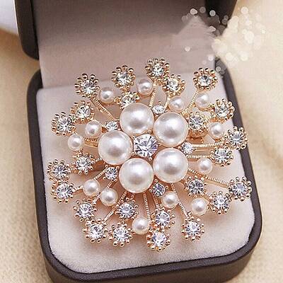 Flower Alloy Rhinestone Brooches for Women